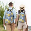 Duduho Blue Yellow And Navy Chrysanthemum Flowers Backpack 15.7 Inch
