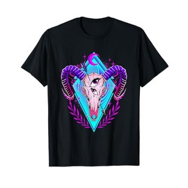 Vaporwave Bighorn Sheep Ram Goat Head Skull Aries Hunter T-Shirt