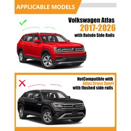 KINGGERI 300lb Lockble Roof Rack Cross Bars Compatible with Volkswagen VW Atlas 2017-2026 with Raised Side Rails(Not For Atlas Cross Sport), Heavy Duty Anti-Theft Aluminum Roof Rails Crossbars Rooftop