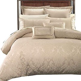 Royal Hotel Luxury 8PC Sara Jacquard Comforter Set Including Duvet Cover Set and DownAlterntive Comforter Duvet Insert, Corner Ties with Duvet Cover, Corner Tabs with Comforter, King/Cal King Size