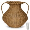 Handwoven Natural Rattan Flower Vase, Wicker Basket with Acrylic Liner,