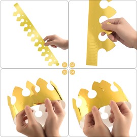 TUPARKA 24 Pcs Paper Crown Golden King Crowns Gold Foil Party Crown Hat Cap for Birthday Celebration Baby Shower Photo Props (6 Styles)