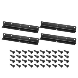 sourcing map L Bracket Corner Braces, 4 Set 25x25x200 mm - Stainless Steel 90 Degree Right Angle Bracket Fastener with Screws, for Shelf Chair Drawer (Black)