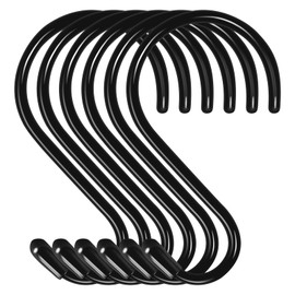 Mzekgxm 6 Pack 5 inch S Hooks for Hanging Heavy Duty, Large Vinyl Coated Closet S Hooks Non Slip Metal S Hooks for Hanging Kitchen Utensil Pot Pan Cups Clothes Jeans Towels Hats Bags Plants (Black)