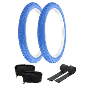 PRO+ HIGH Performance Bicycle BMX TIRE 18" X 2.125 All Blue COMP III Tread Tires W/Tubes & Rim Strips.