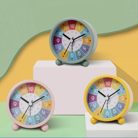 Hodeffior Rainbow Alarm Clock for Kids - Cartoon Luminous Silent Non-Ticking Table Clocks For Home Bedroom
