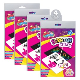 Hanukkah Scratch Stencil Art Kit - 4 Pack - 8" x 6" - Includes Sctatch Stick - Chanukah Arts and Crafts - Gifts and Games - Izzy 'n' Dizzy