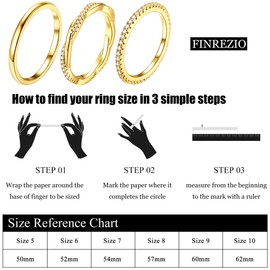 Finrezio 14K Gold Stackable Rings for Women Trendy Dainty Gold Plated Stacking Knuckle Rings Cubic Zirconia Twisted Thin Thumb Pinky Plain Band Ring Promise Eternity Wedding Rings Set Size 6-10