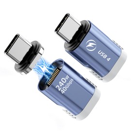 PonJel Magnetic USB C Adapter 240W 2 Pack, 24Pin USBC Magnetic Adapter, Straight 40Gbps 8K 60Hz Type C for Phone 16/15 Series, Ma-Book Pro/Pad Series (Blue)