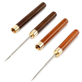 2 Pack Stainless Steel Ice Pick, 8-inch Pick Tool for Breaking Ice with Safety Cover, Non-Slip Wooden Handle Trident Ice Dispenser for Bartending, Ice Hockey Shaving, Bar, Banquet