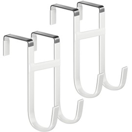 Mars-Rock Double Over Door Steel Hooks 2 Pack Fit 1-3/8" Door 5.5" White