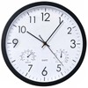 Chedin Round Quartz Wall Clock without Ticking, Weatherproof with Thermometer