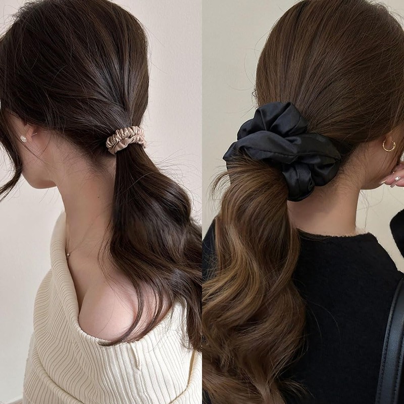 JetWave 100% Silk Scrunchie 2-Piece Set, Less Likely to Leave