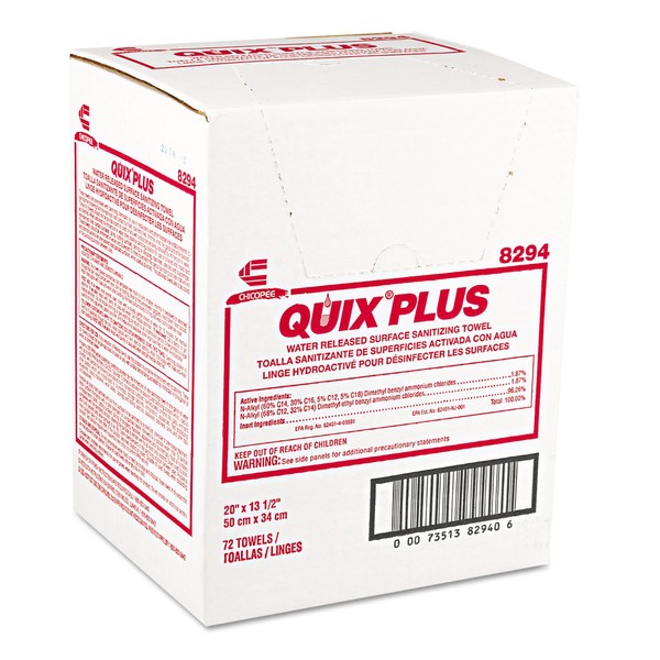 Chix 8294 Quix Plus Disinfecting Towels 13 1/2 X 20 Pink 72/Carton