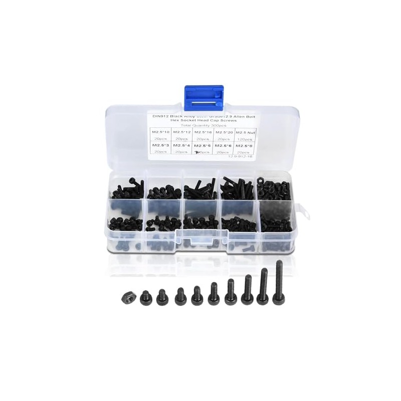 Tornillo de cabeza hueca hexagonal M2.5, 300 piezas M2.5 X