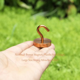 Neosmuk Magnetic Hooks, Cruise Ship Essentials, 120lb+ Heavy Duty Magnetic Hooks for Cruise Cabins, Refrigerator, Grill, Hanging, and Travel | Extra Strong Must-Haves Magnet Hook,Bronze,Pack of 20