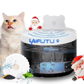 LaifuTu 2.2L Cat Water Fountain, Automatic Pet Water Fountain, Ultra-Quiet Cat Drinking Fountain, Cat Fountain with Filter, Pet Fountain with LED Light and Water Level Window for Cats and Dogs