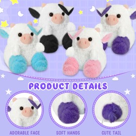 REUCLOTHIM Cow Plush Toy, Plush Pillow Cow Toy, Palm Cows Plush Stuffed Animal Toy, Cartoon Cute Cow Plush Toy,Purple.