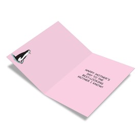 NobleWorks - Happy Mother's Day Card Funny - Cartoon Humor, Mom Greeting Card with Envelope - Penguin Daughter C6793MDG