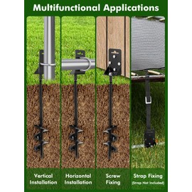 Ground Anchors Screw in,28" Set of 4 Mobile Home Anchors,Storage Shed Anchor Kit with Drill Bit,Ground Anchors Heavy Duty for Shed, Trampolines,Camping, Swing Sets