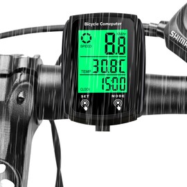 Bike Computer Universal Cycling Computer 19 Functions IP54 Waterproof Bicycle GPS Speedometer Odometer Wired Cycle Computer with Backlit LCD Touch Screen,Auto Start/Stop for MTB Road (Black)