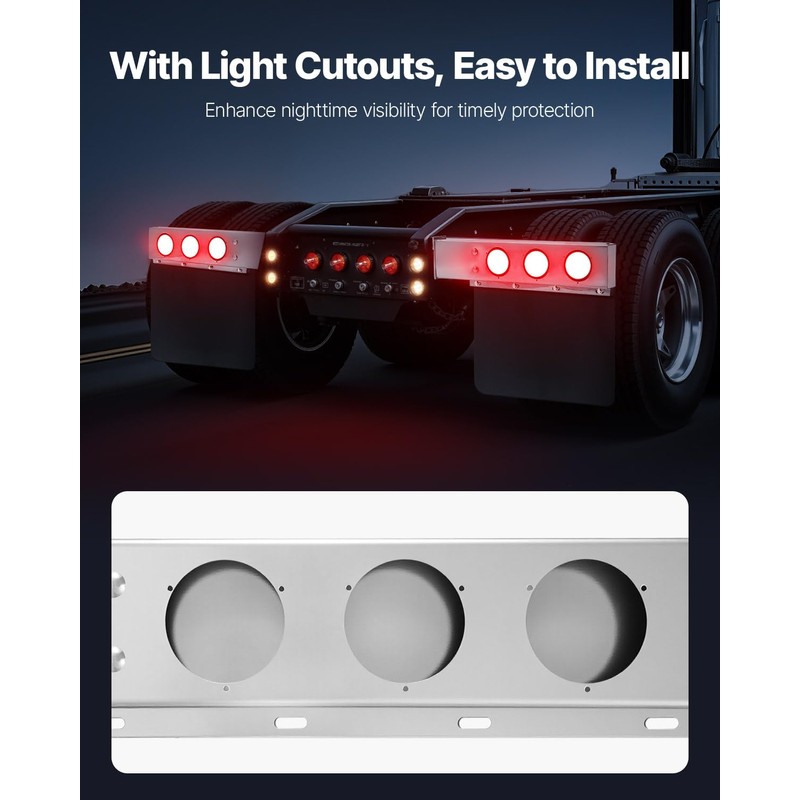 VEVOR Stainless Steel Mud Flap Hangers with Light Cutouts, 2-1/2"