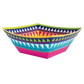 Unique 73448EU Square Boho Fiesta Party-1 Count (Pack of 1), Multicolour, Eco-Friendly Paper Bowl