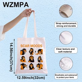 WZMPA Villains Scar Canvas Tote Bag Lion Scar Fans Gift Scar Moods Shoulder Bag Scar Merchandise, Scar Moods Tg, Large