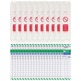 LV Ladder Tags - 10 Holders and 20 Ladder Inspection Tag Inserts - Full Pack - Fits All Ladder Types & Other Equipment - Suitable for Indoor & Outdoor Use