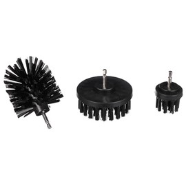 SIXTOL Car Detailing Drill Brush 3 Hard | Set of Cleaning Brushes for Drills | 3 Pieces | Rims | Underbody | Engine Cleaning | Household | Universal Brushes | Black