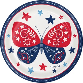 Dolly Parton Patriotic Butterflies Dinner Plates Set, 24 Count