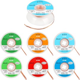 SNOKAY 6 PCS Desoldering Wire, Solder Braid Wire Desoldering Wick Desoldering Wick Solder Braid Wire Low Residue No-Clean Solder Tin Remover Tool, 1.0/1.5/2.0/2.5/3.0/3.5 mm, 1.5 meter Length