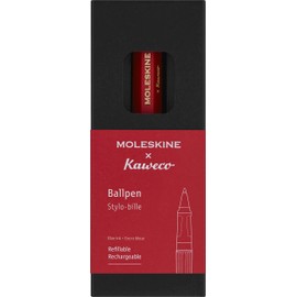 Moleskine Kaweco Ballpoint Pen, Refillable Pen Made of ABS Plastic for Writer, Note Maker, 1.0mm Refill with Blue Ink, Red