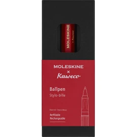 Moleskine Kaweco Ballpoint Pen, Refillable Pen Made of ABS Plastic for Writer, Note Maker, 1.0mm Refill with Blue Ink, Red