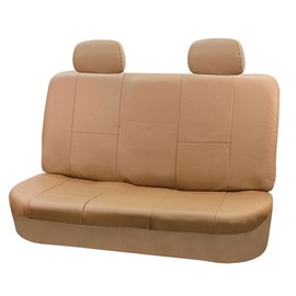 FH Group Classic PU Leather Split Bench Car Seat Cover – Universal Fit for Cars Trucks & SUVs (Solid Beige)