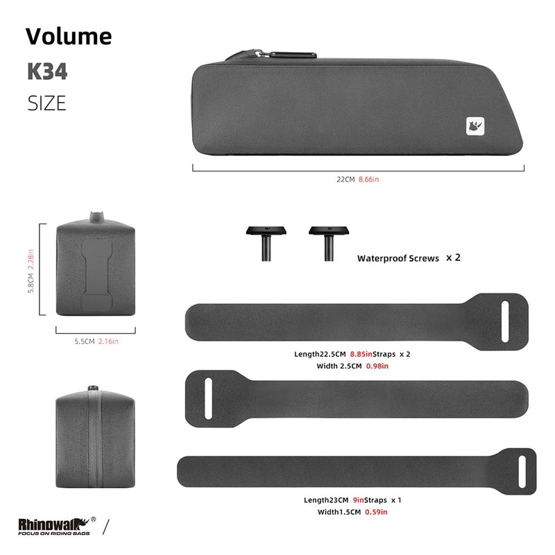 Rhinowalk Bike Frame Bag TPU Waterproof Aero Saddle Bag with