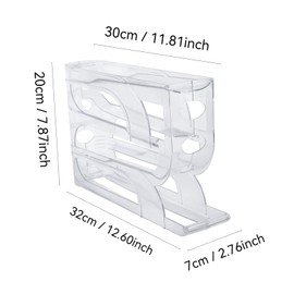 ZHU YU CHUN 1 PC 4-Layer Refrigerator Egg Holder Refrigerator Automatic Rolling Slide Egg Storage Box Egg Tray Space-Saving Rolling Egg Dispenser And Refrigerator Storage Organizer (Transparent)