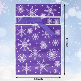JarThenaAMCS 72Pcs Winter Drawstring Bags Pink Blue Purple Snowflake Plastic Gift Bags With Ribbon Christmas Candy Treat Bags for Xmas Party Supplies, 5.9 x 9.1 Inch
