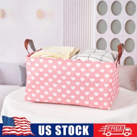 Unbranded Rectangular Storage Bin Collapse Canvas Fabric Cartoon Storage REC pink heart