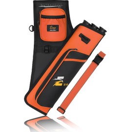 SUNYA Archery Hip Quiver for Arrows. Includes 3 Tubes Arrow Holder, Accessories Pockets and Waist Belt. Fit for Compound and Recurve Bow Practice. (Orange)