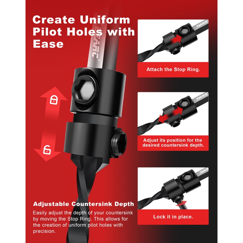 EZARC Countersink Drill Bit Set, 24 PCS Tapered Drill Bits