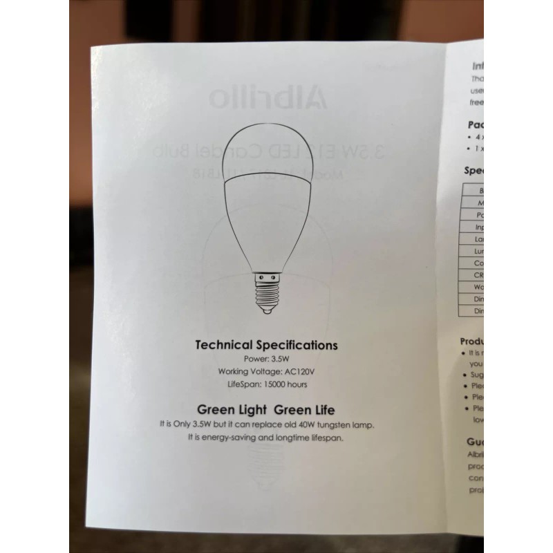 Albrillo E12 Bulb 4 Pcs Candel Round LED Bulbs, 3.5w