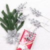 14 Pcs 7.8 inch Silver Berry Stems - Artificial Glitter