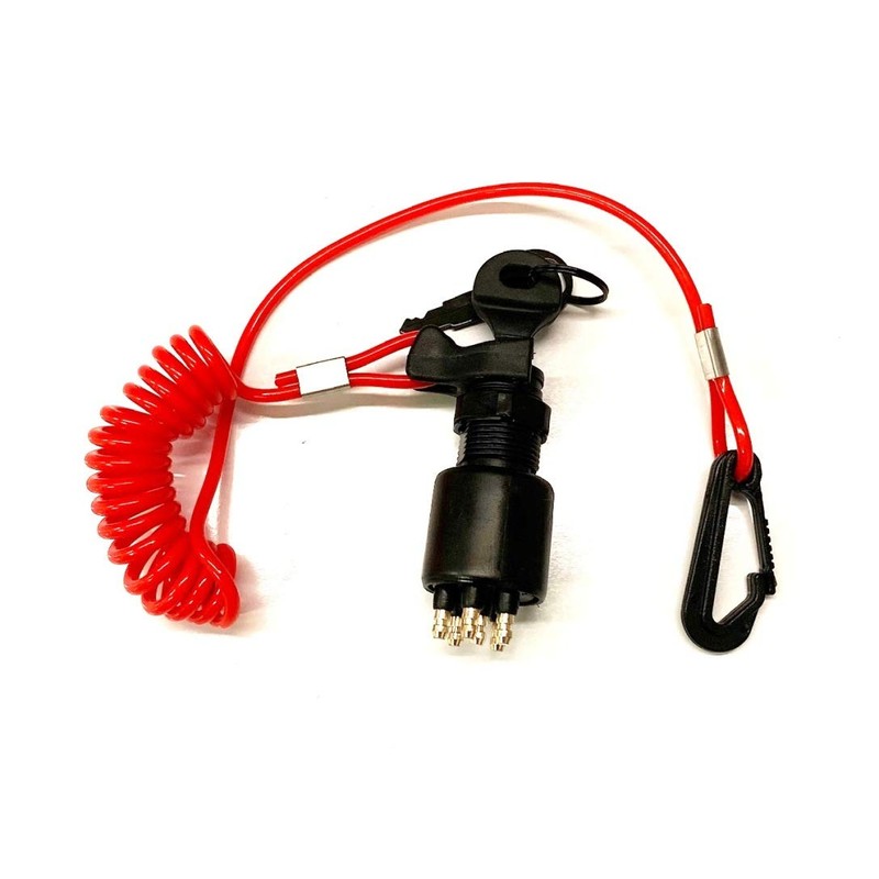 Johnson, Evinrude, OMC Ignition Key Switch & Safety Lanyard 5005801,