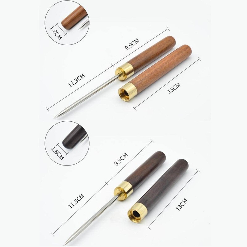2 Pcs 9" Stainless Steel Ice Picks with Wooden Handle