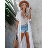Women's Long Lace Kimono Cover Ups Tops with Belt Lightweight