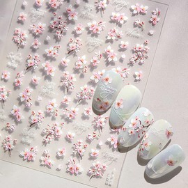 Adesivo per unghie con fiori di ciliegio rosa ciliegia per primavera estate
