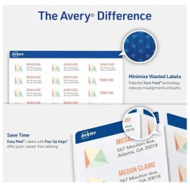 Avery Easy Peel Printable Address Labels with Sure Feed, 1" x 2-5/8" Customizabl