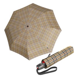 Knirps T.200 Duomatic Animal Pocket Umbrella – Automatic Open and Closing – Stormproof – Windproof – Animal Look, Check beige