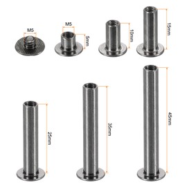 sourcing map 50 Sets Chicago Screw Rivets Metal Phillips Head Binding Screws Post Nail Rivet Stud Screw for DIY Leather Belt Bag Craft Bookbinding, 5 Sizes, Gunmetal